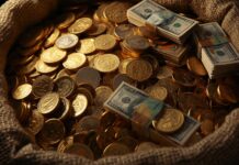 زکوٰۃ — ایک شرعی، فقہی اور معاشرتی جائزہZakat — A Fiqhi and Social Analysis Bag filled with gold coins and currency notes symbolizing wealth for calculating Zakat 2.5% in Islam.”